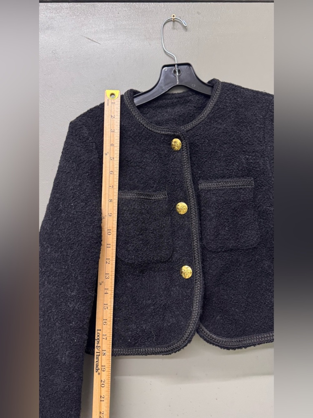 Celine Black Chasseur Tweed Jacket Gold Hardware Women Size Small Luxury Chic - Picture 4 of 8